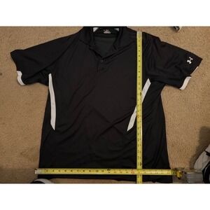Under Armour HeatGear Polo Shirt Mens Large Black White Short Sleeve Golf T22-32